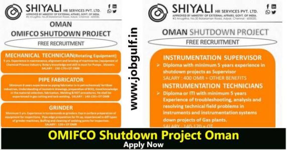 Oman job vacancy – Omifco Shtudown Project