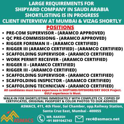 Shipyard co. jobs | Recruitment for Saudi Arabia