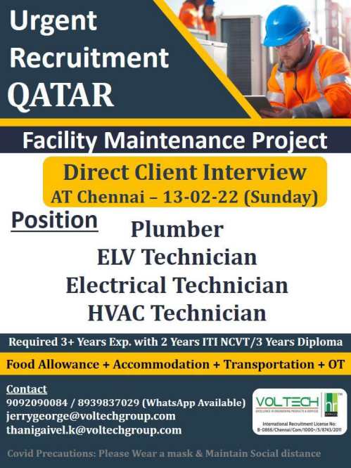 ITI recruitment - Qatar Facility Management