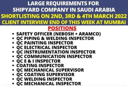 You are currently viewing Shipyard co. jobs | Large vacancy for Saudi Arabia
