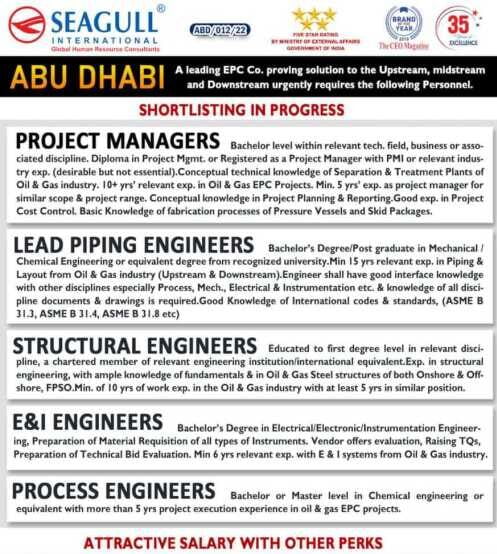 Read more about the article Abu-Dhabi jobs | Hiring for an EPC co.