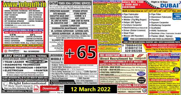 You are currently viewing Gulf jobs news paper in Mumbai – 12 March PDF Download