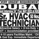 Gulf Job Vacancy Very Urgent Hiring For Sr. HVAC Technician - Dubai