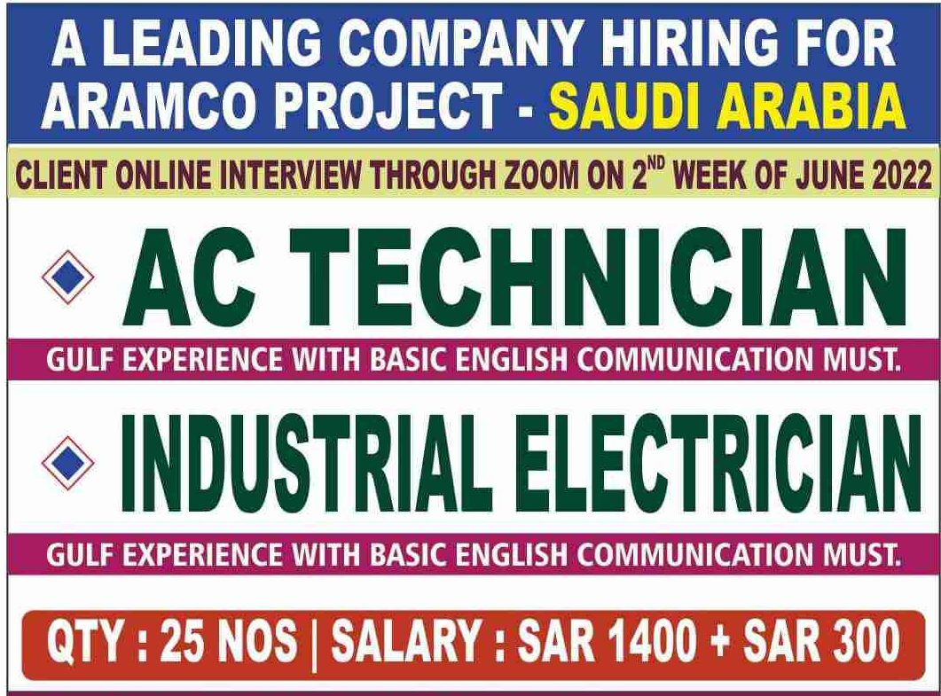 Read more about the article Abroad Interview | Aramco | Urgent hiring for Aramco Project – Saudi Arabia