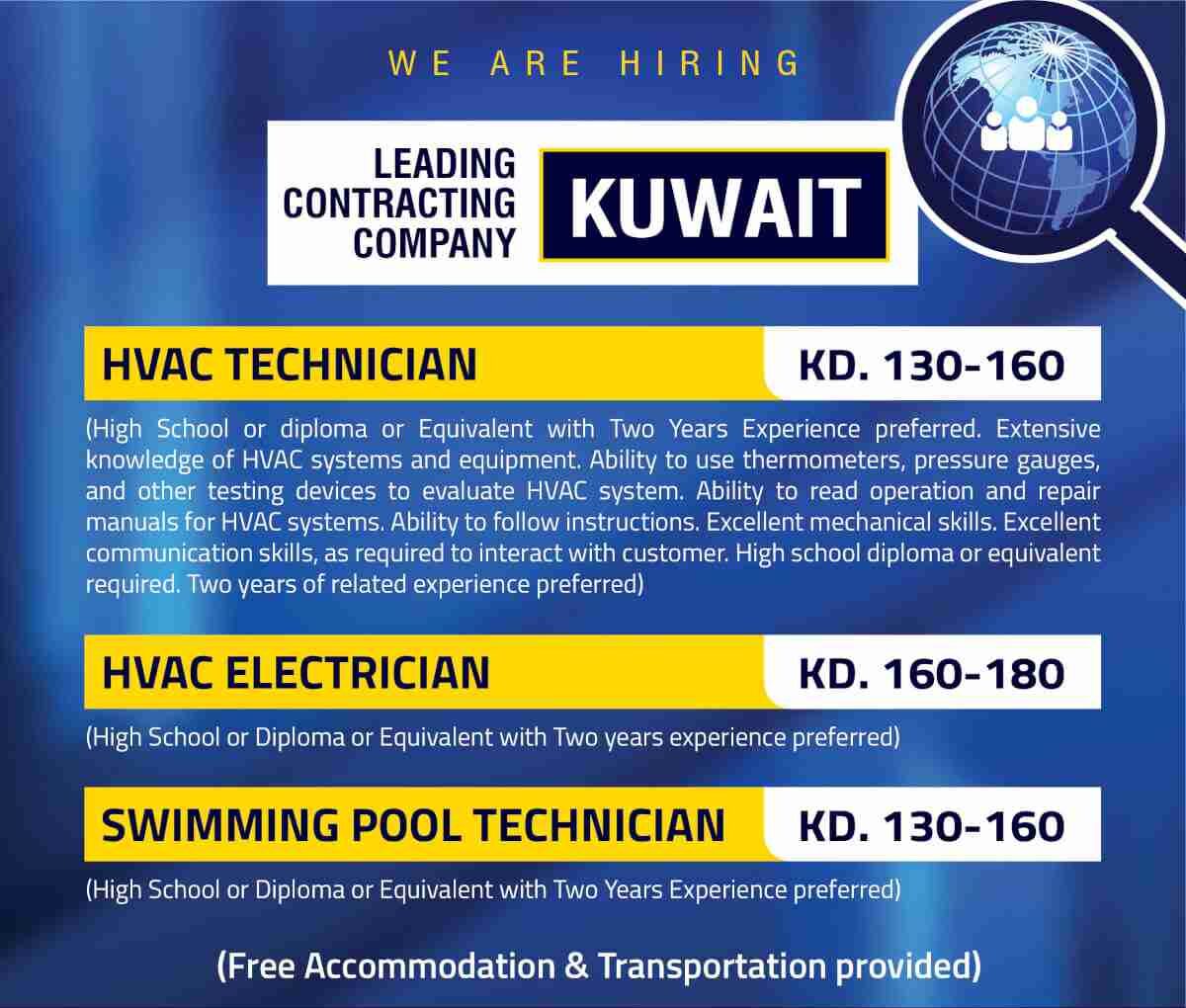 You are currently viewing Gulf Interview | Hiring for Hvac/Swiming pool technician – Kuwait