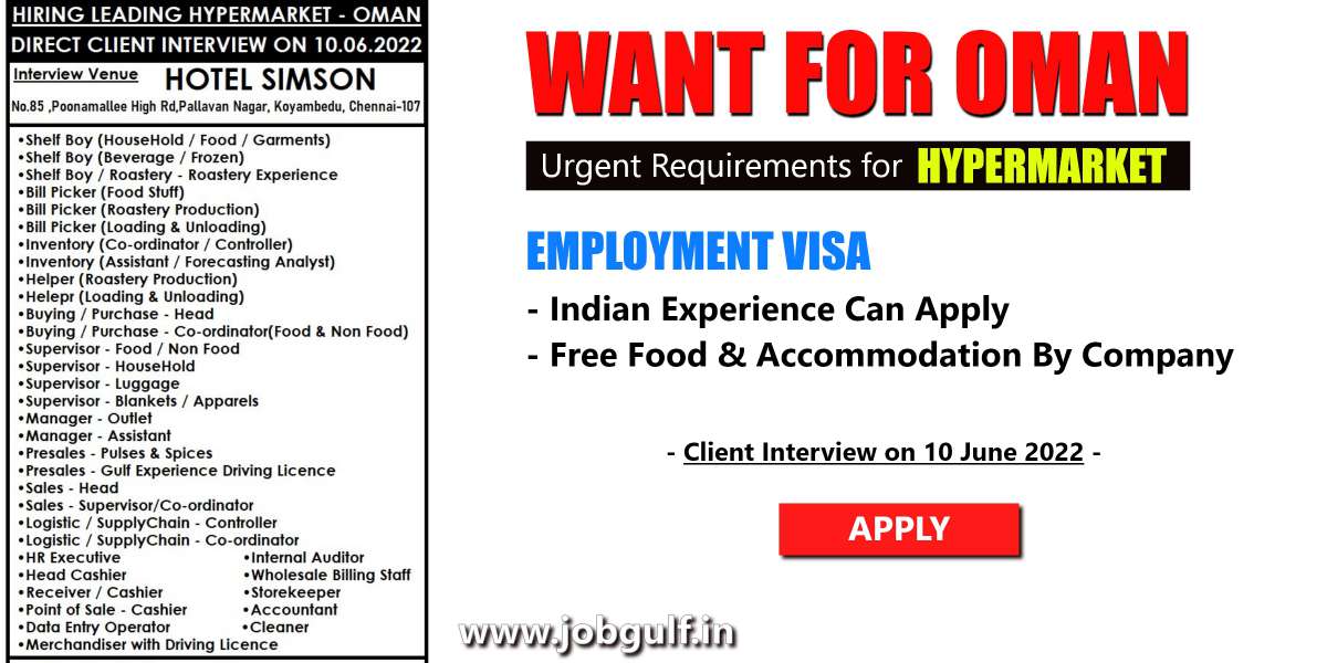 You are currently viewing Gulf Interview | Job vacancy for Hypermarket in Oman
