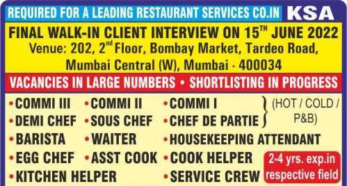 Read more about the article Gulf Walk-In | Hiring for a restaurant service co – Saudi Arabia