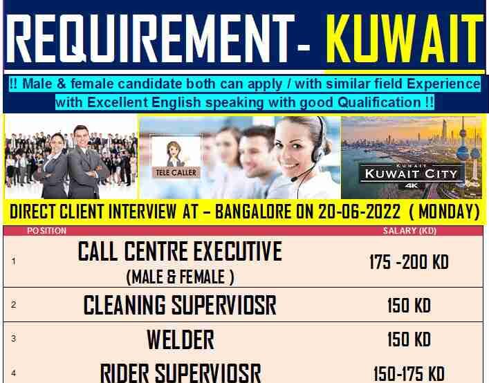 Gulf job vacancy Hiring for call centre - Kuwait