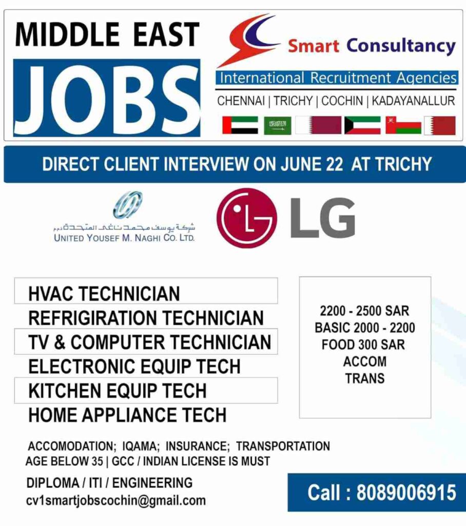 Middle East Vacancy  Hiring for Technicians In Middle east company