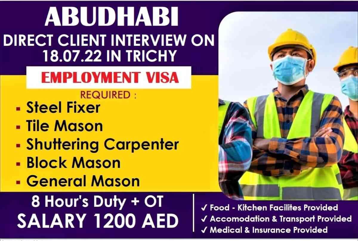 Gulf Job Vacancy Hiring For Abu Dhabi