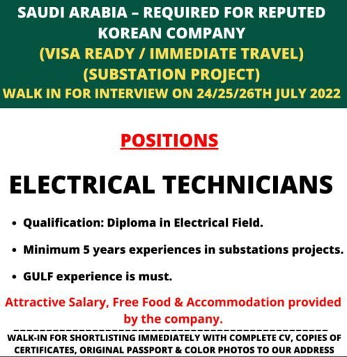 You are currently viewing Gulf Jobs | Required for reputed Korean company – Saudi Arabia