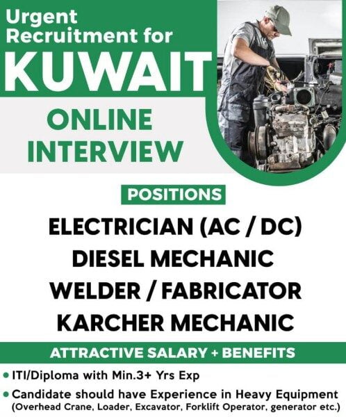 Read more about the article Gulf classified jobs | Urgent hiring for technicians – Kuwait