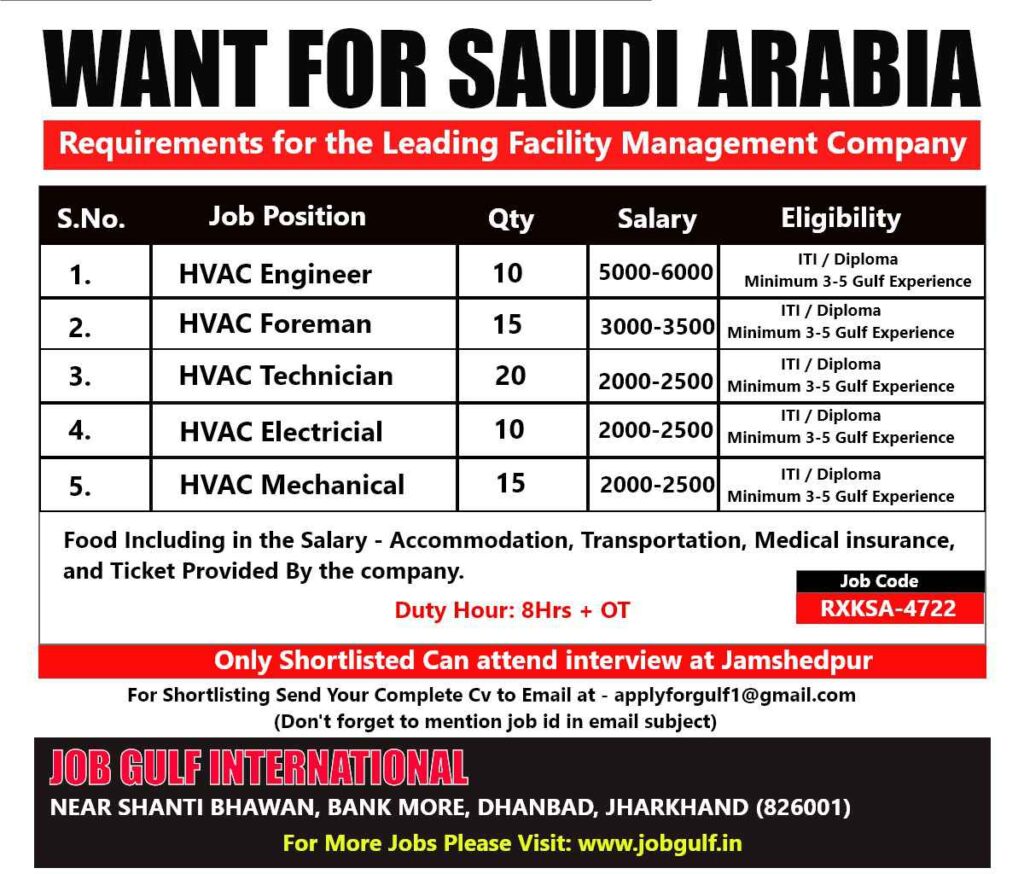 Job Gulf  Hiring for Facility Management co - Saudi Arabia