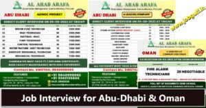 Gulf Vacancy | Walkin interview for Oman & Abu-Dhabi