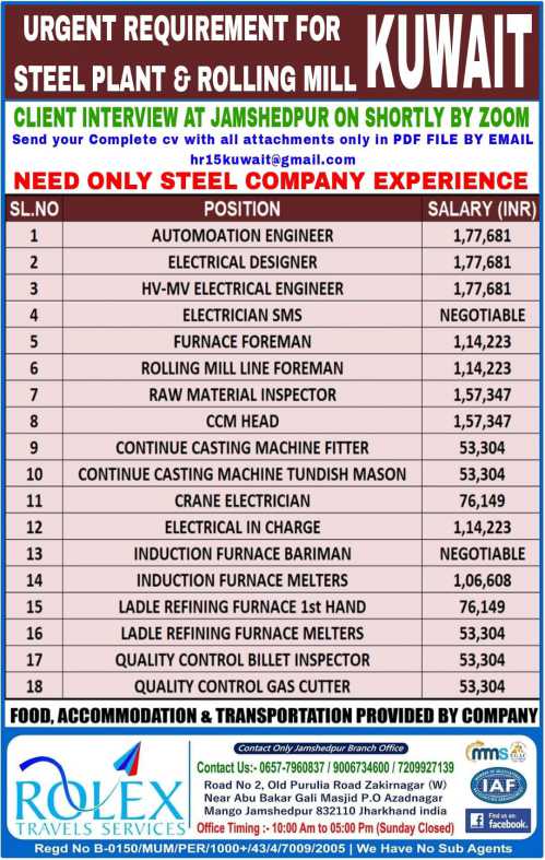 Steel Plant Job Kuwait