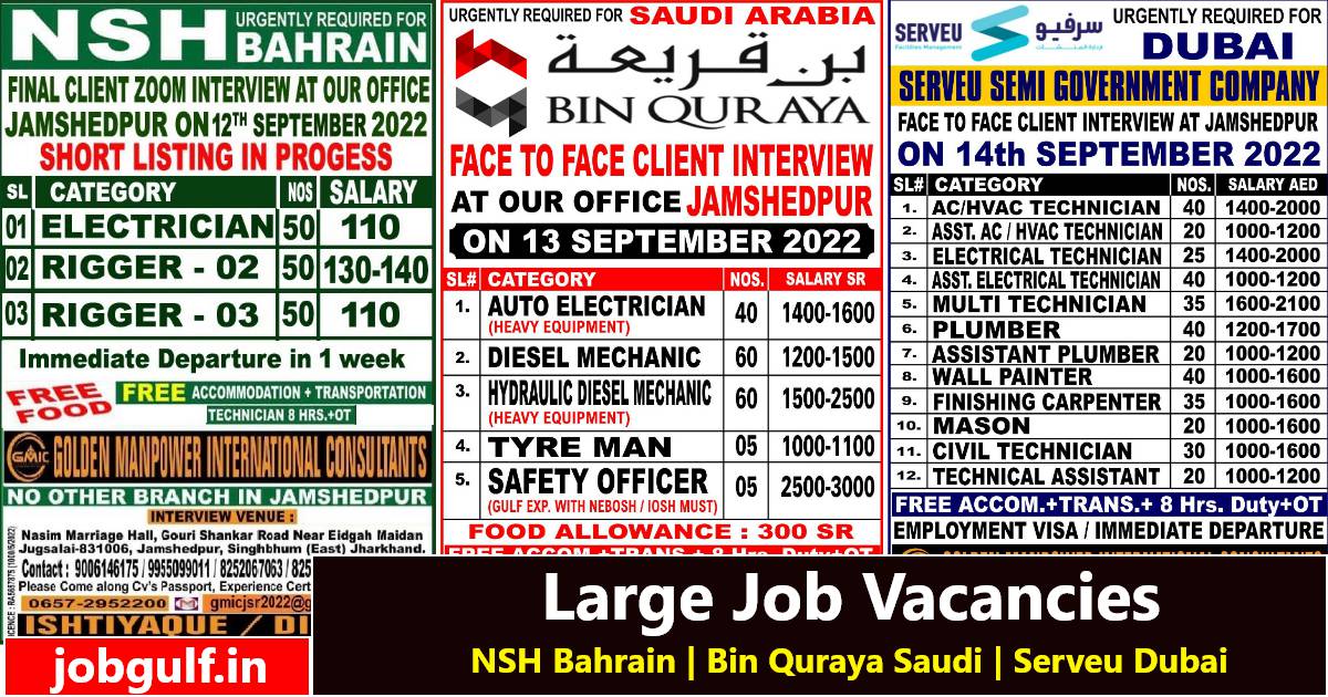 Read more about the article Abroad Jobs | Want for NSH | Bin Quraya | Serveu in Bahrain, Saudi, Dubai
