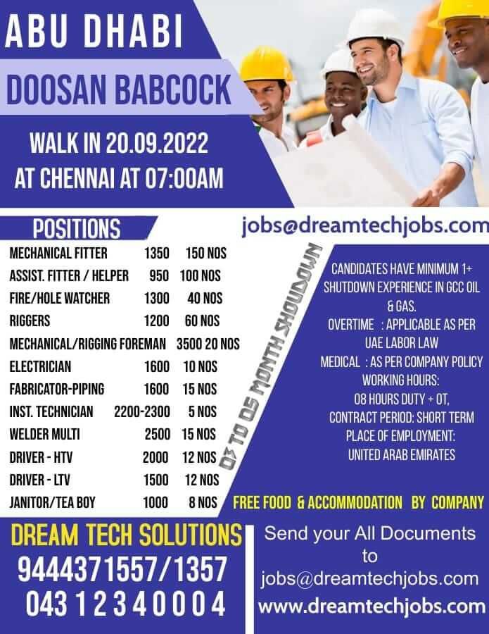 Abroad Jobs Want for a leading co in Abu Dhabi - UAE