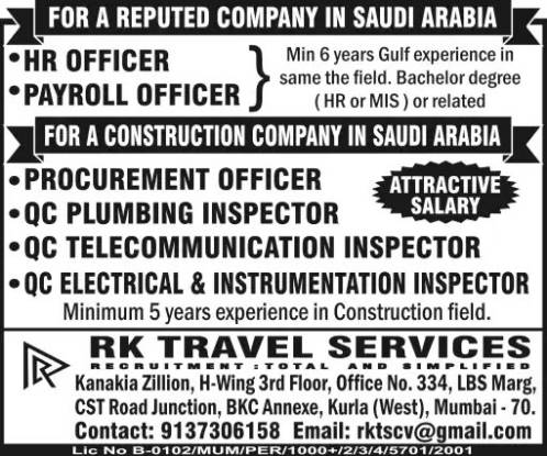 Construction Company Job Saudi