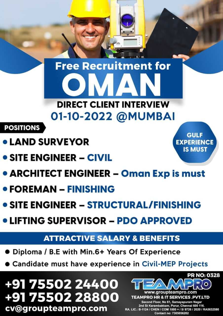Read more about the article Free Recruitment | Urgent hiring for a leading company – Oman