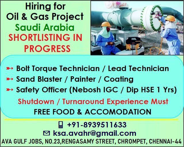 Gulf Interview  Urgent Hiring for oil & gas projects in Saudi Arabia