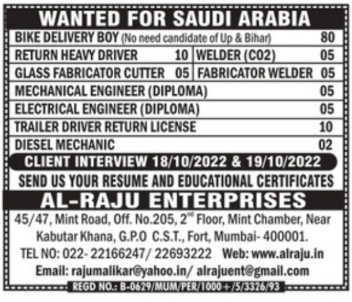 Saudi Arabia Job Vacancy -  Hiring for A leading group of Companies in Saudi Arabia