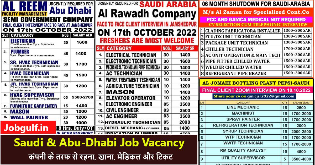 Gulf want paper | 200+ vacancies for Saudi & Abu-Dhabi