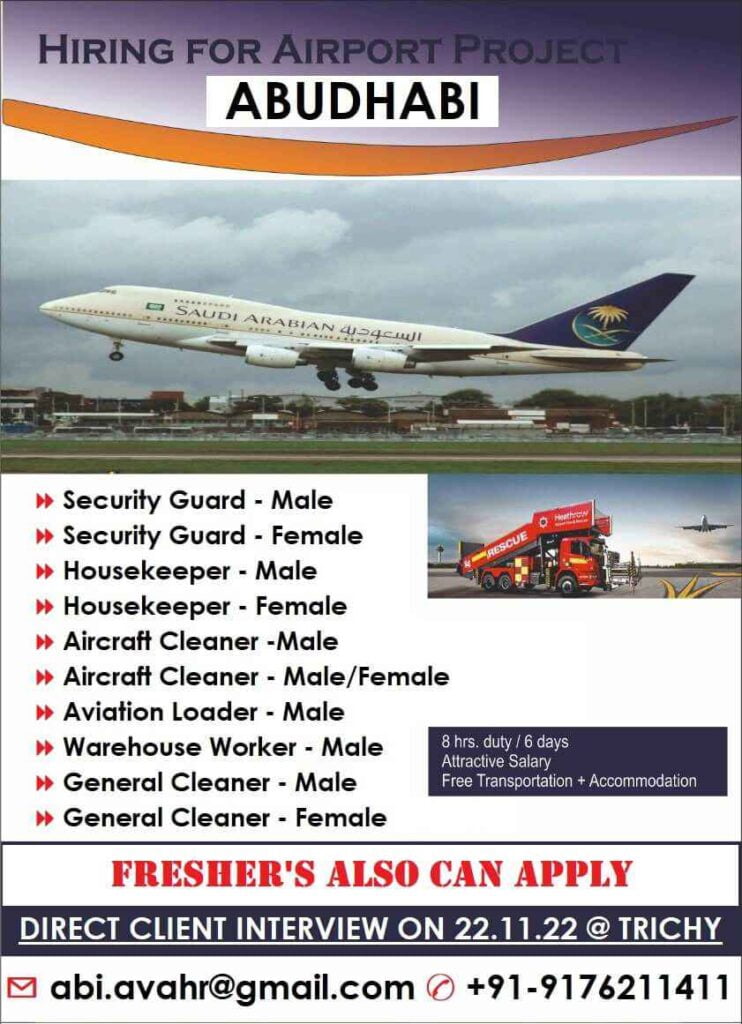 Aviation Project  Hiring for Freshers Candidates in UAE