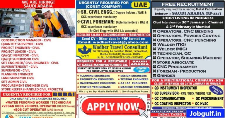 Gulf job paper Hiring for Saudi & UAE