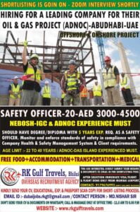 Safety officer Oil & gas project - UAE