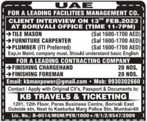 UAE jobs Facility management Contracting Company