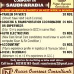 Gulf Jobs Hiring for Transportation Co. - Saudi Arabia