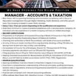 Manager for Accounts & Taxation
