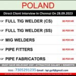 Poland Jobs for Indian Welder Pipe Fitter