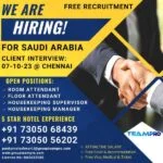 Free Recruitments for 5 Star Hotel in Saudi Arabia