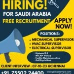 Job Vacancy for Saudi Arabia Free Recruitment