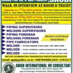 Saudi Oil & Gas Job Vacancy | Kochi & Trichy Interview