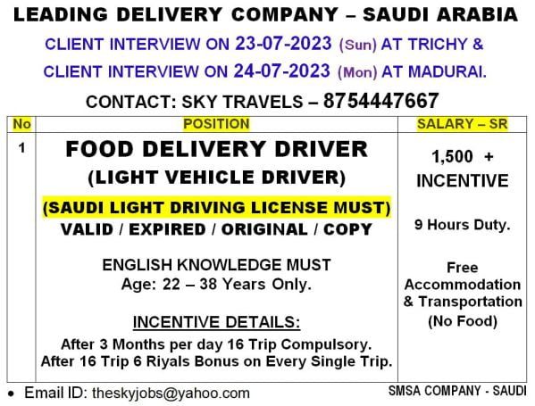 Food Delivery Driver in Saudi Arabia