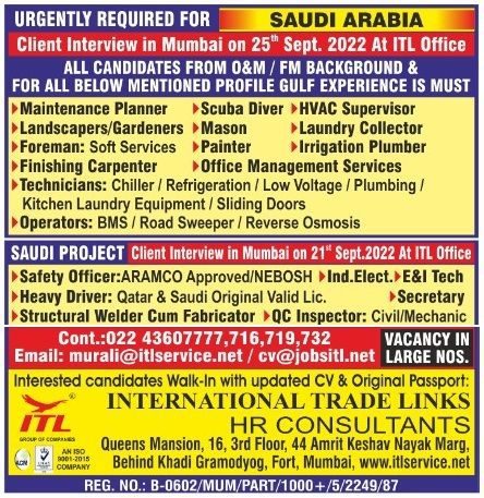 Gulf Jobs Required for Operation & Maintenance projects - Saudi Arabia