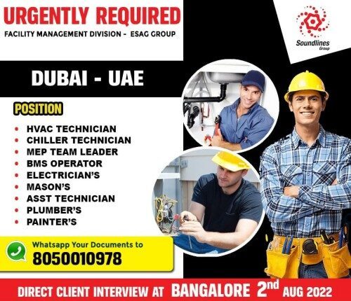 Gulf job vacancy | Hiring for facility management - Esag group Dubai