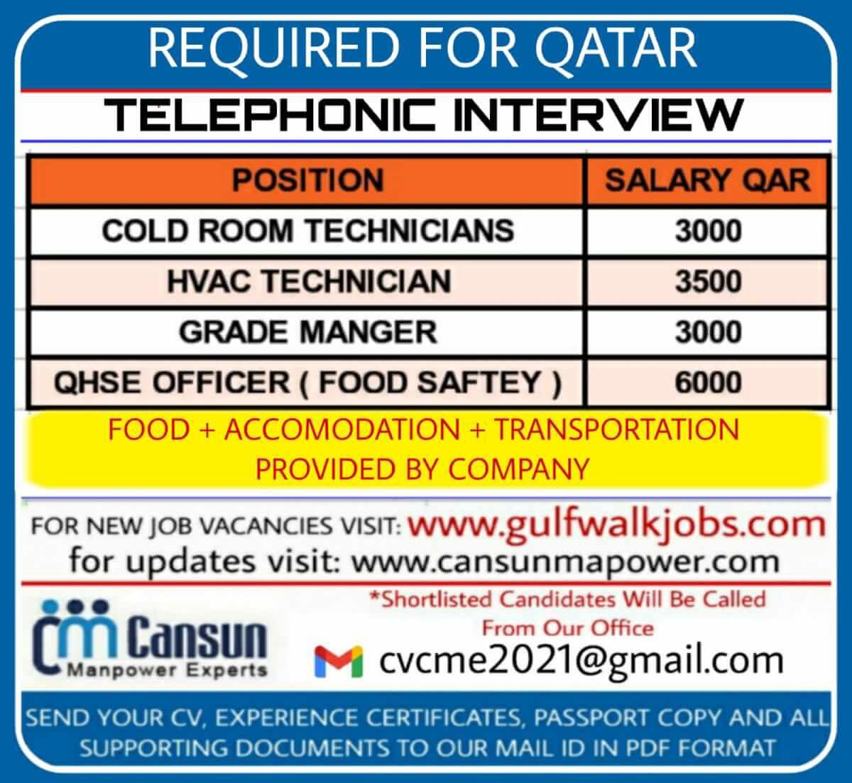 Gulfwalkin Urgently hiring for a leading company - Qatar