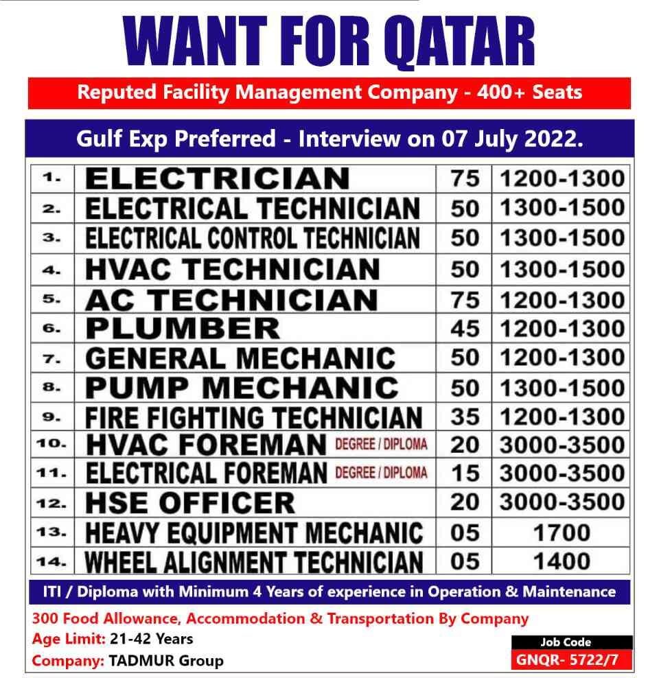 Job Gulf Want for Facility Management co - Qatar