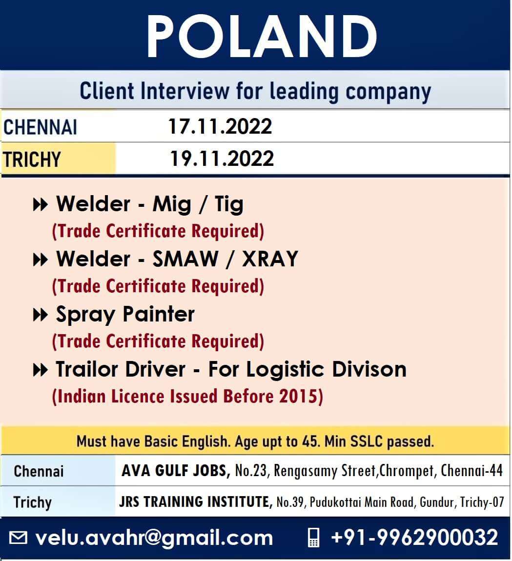 Job Vacancy in Poland Want for a leading Engineering Company