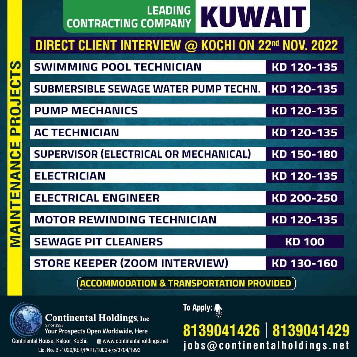 Jobs for Kuwait Maintenance projects | Agarwal enterprises