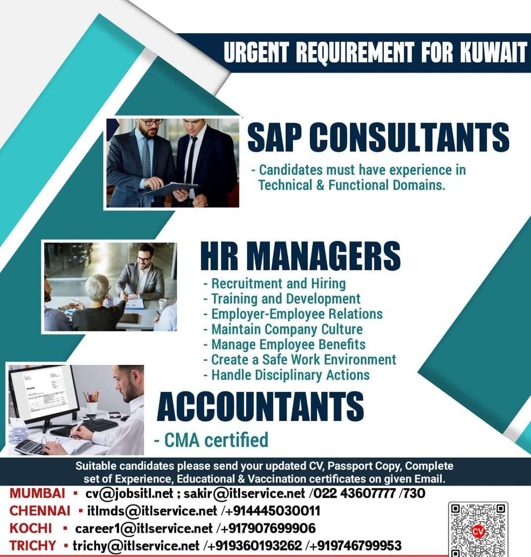 Kuwait jobs SAP HR manager Accountants