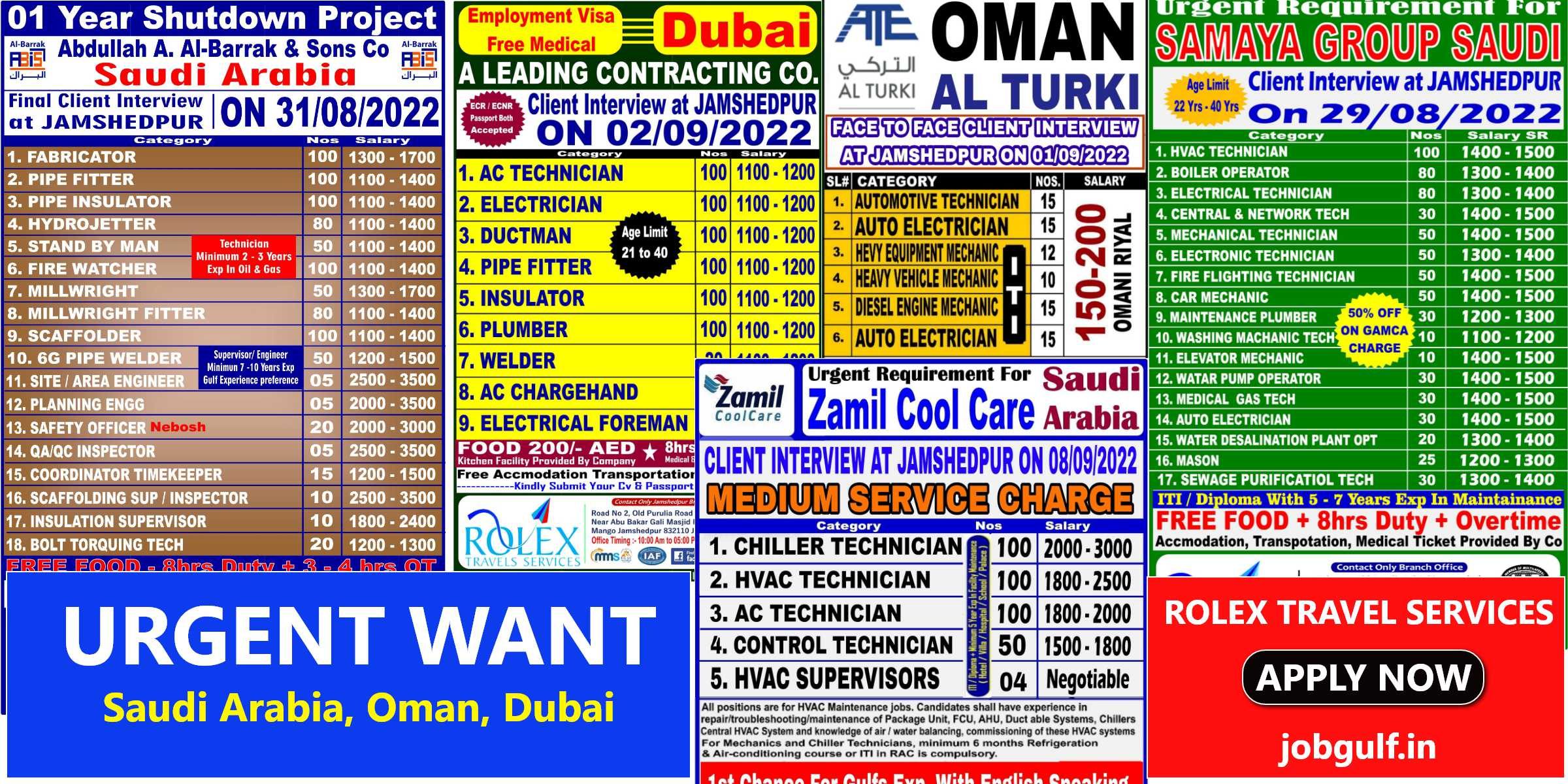 Latest Gulf jobs Want for Dubai, Saudi & Oman