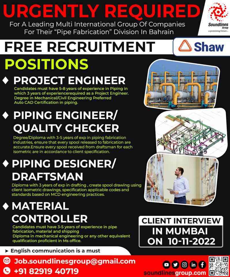 Soundlines Group | Want for Pipe Fabrication division - Bahrain