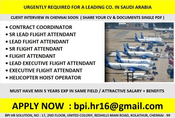 Saudi Airport jobs Client interview in Chennai