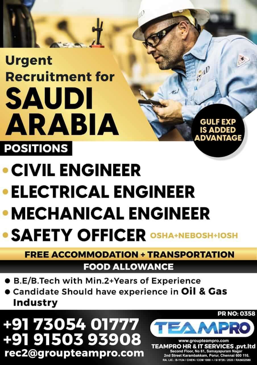Gulf Jobs | Civil | Electrical | Mechanical Engineer | Safety officer