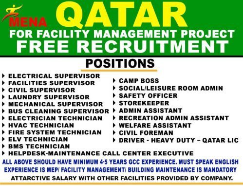 Golf Job Vacancy | Hiring For Facility Management project - Qatar